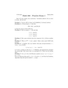 Math 350 – Practice Exam 1