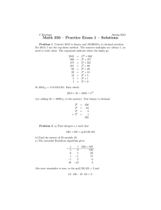 Math 350 – Practice Exam 1 – Solutions