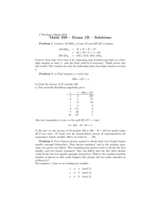 Math 350 – Exam 1B – Solutions