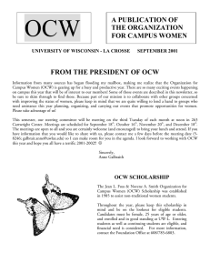 OCW A PUBLICATION OF THE ORGANIZATION FOR CAMPUS WOMEN