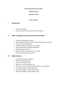I. Introduction II. UWL Occupational Therapy Curriculum Information