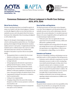 Consensus Statement on Clinical Judgment in Health Care Settings