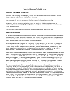 Professional Behaviors for the 21 Century Definitions of Behavioral Criteria Levels