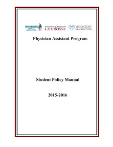 Physician Assistant Program Student Policy Manual  2015-2016