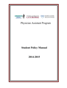 Physician Assistant Program Student Policy Manual  2014-2015