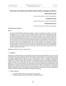 The Severity of Anti Hadith Groups (AHG) Thought: Solutions, Challenges... Mediterranean Journal of Social Sciences Mohd Al’Ikhsan Ghazali MCSER Publishing, Rome-Italy