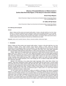 Influence of Household Behaviour on Malaria Control in