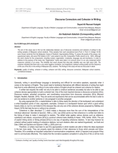 Discourse Connectors and Cohesion in Writing Mediterranean Journal of Social Sciences