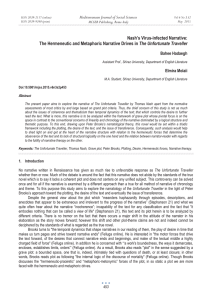 Nash’s Virus-infected Narrative: The Unfortunate Traveller Mediterranean Journal of Social Sciences Bahee Hadaegh