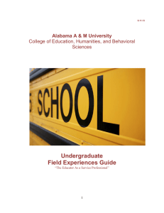 Undergraduate Field Experiences Guide Alabama A &amp; M University