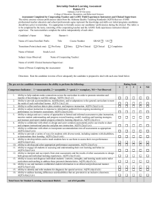 Internship Student Learning Assessment Rubric # 5