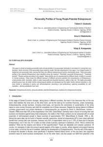 Personality Profiles of Young People-Potential Entrepreneurs Mediterranean Journal of Social Sciences