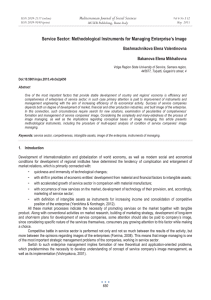 Service Sector: Methodological Instruments for Managing Enterprise’s Image Bashmachnikova Elena Valentinovna