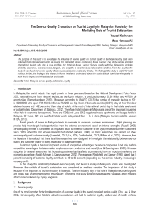 The Service Quality Evaluation on Tourist Loyalty in Malaysian Hotels... Mediating Role of Tourist Satisfaction