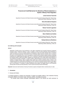 Financial and Credit Mechanism for Attraction of Real Investments in... System of Money Flows Regulation