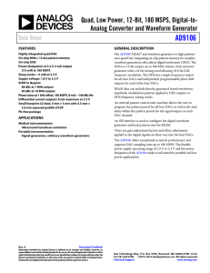 AD9106 Quad, Low Power, 12-Bit, 180 MSPS, Digital-to-