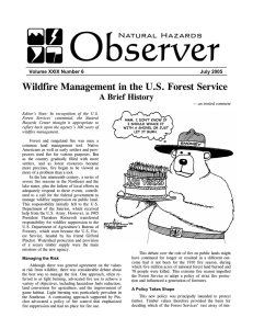 Wildfire Management in the U.S. Forest Service A Brief History July 2005