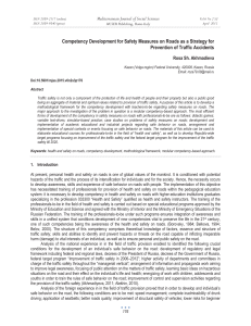 Competency Development for Safety Measures on Roads as a Strategy... Prevention of Traffic Accidents Mediterranean Journal of Social Sciences Rosa Sh. Akhmadieva