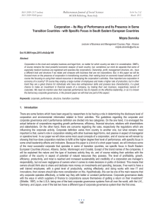 Corporation – Its Way of Performance and Its Presence in... Transition Countries - with Specific Focus in South Eastern European...