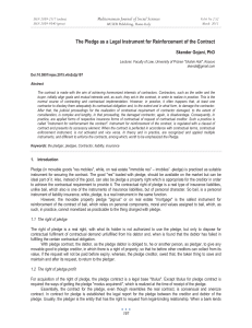 The Pledge as a Legal Instrument for Reinforcement of the... Mediterranean Journal of Social Sciences Skender Gojani, PhD MCSER Publishing, Rome-Italy
