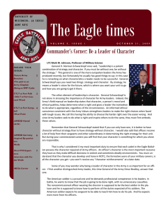 Commander’s Corner: Be a Leader of Character
