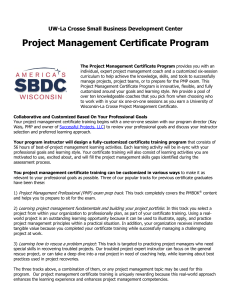 Project Management Certificate Program  UW-La Crosse Small Business Development Center