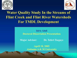 Water Quality Study In the Streams of For TMDL Development Idris Abdi