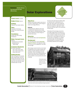 Solar Explorations Grade Level: Objectives Subject Area: