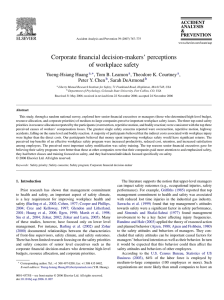 Corporate financial decision-makers’ perceptions of workplace safety Yueng-Hsiang Huang , Tom B. Leamon