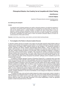 Philosophical Didactics: How Creativity Can be Compatible with Critical Thinking