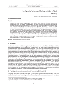 Development of Testamentary Inheritance Institution in Albania Nertila Sulçe MCSER Publishing, Rome-Italy