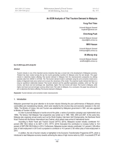 An ECM Analysis of Thai Tourism Demand in Malaysia Fung-Thai Thien