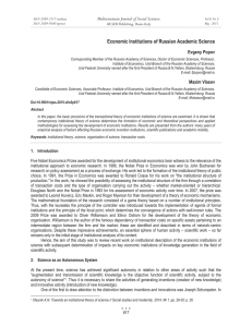 Economic Institutions of Russian Academic Science Mediterranean Journal of Social Sciences