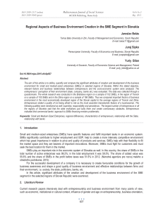 Regional Aspects of Business Environment Creation in the SME Segment... Mediterranean Journal of Social Sciences Jaroslav Belás MCSER Publishing, Rome-Italy