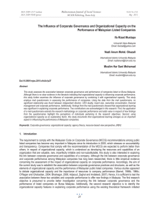 The Influence of Corporate Governance and Organizational Capacity on the