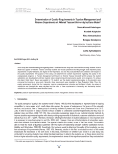 Determination of Quality Requirements in Tourism Management and