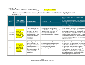 A. Minimum Educational Preparation, Experience, Years in Rank and Achievement... APPENDIX B RANK, PROMOTION &amp; TENURE GUIDELINES (Approved by