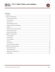 DRAFT -- UW-L Online Policies and Guidelines  2009-2010 Contents 