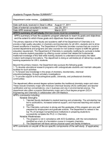 Academic Program Review SUMMARY*  Department under review__CHEMISTRY___________________