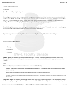 University of Wisconsin-La Crosse 28 April 2008 Special Baccalaureate Degree Option Proposal