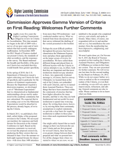 R Commission Approves Gamma Version of Criteria GAMMA VERSION