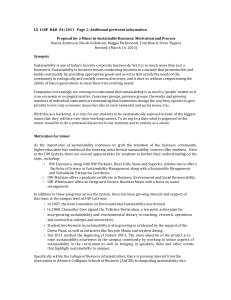LX 138P  R&amp;R  04/2011   Page 1:...  Proposal for a Minor in Sustainable Business: Motivation and Process