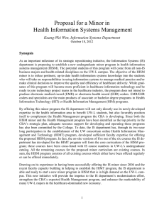 Proposal for a Minor in Health Information Systems Management