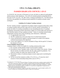 UW-L TA Policy (DRAFT) PASSED GRADUATE COUNCIL 1-25-13