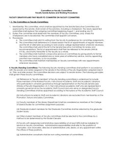 Committee on Faculty Committees Faculty Senate Bylaws and Working Procedures