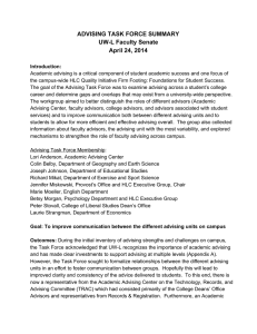 ADVISING TASK FORCE SUMMARY  UW­L Faculty Senate  April 24, 2014   