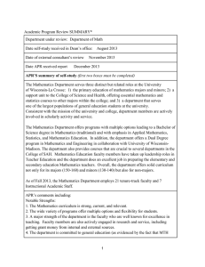 Academic Program Review SUMMARY* Department under review:  Department of Math