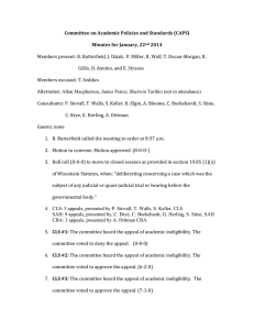 Committee on Academic Policies and Standards (CAPS) Minutes for January, 22 2014