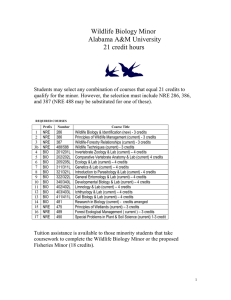 Wildlife Biology Minor Alabama A&amp;M University  21 credit hours