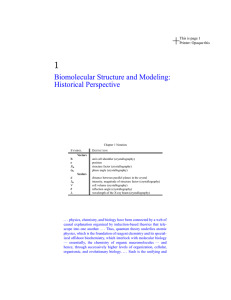 Biomolecular Structure and Modeling: Historical Perspective This is page 1 Printer: Opaque this